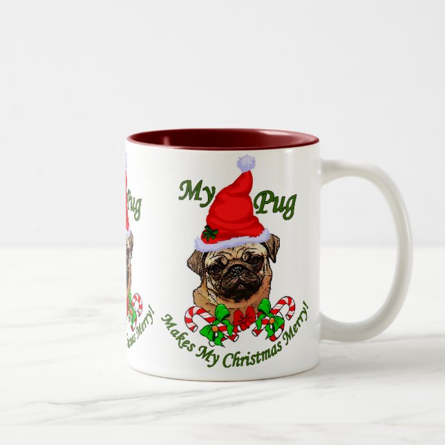 Tasse 2 Couleurs Amateurs de carlins Cadeaux de Noël (Droit)