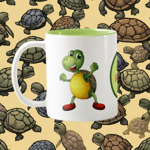 Tasse 2 Couleurs Amateurs de tortues mignonnes ajouter monogramme