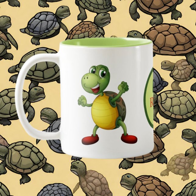 Tasse 2 Couleurs Amateurs de tortues mignonnes ajouter monogramme (Créateur téléchargé)