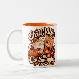 Tasse 2 Couleurs Ambiance d'automne et Câlins de Chat Confortable C