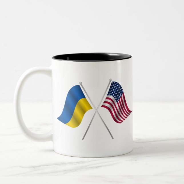 Tasse 2 Couleurs American flag and Ukrainian flag (Gauche)
