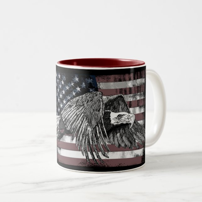 Tasse 2 Couleurs American Flag Bald Eagle USA (Devant droit)