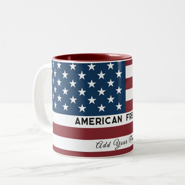 Tasse 2 Couleurs American Freedom Personalized Name (Devant gauche)
