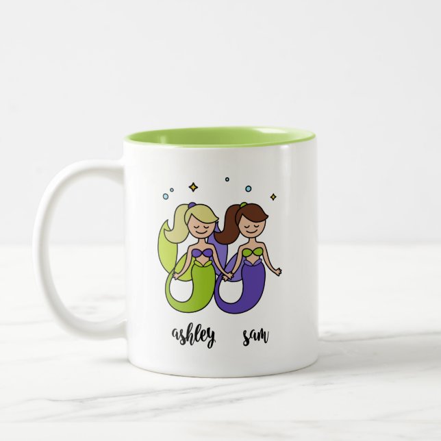 Tasse 2 Couleurs Ami mignon de sirène pourpre verte d'Ashley Sam (Gauche)
