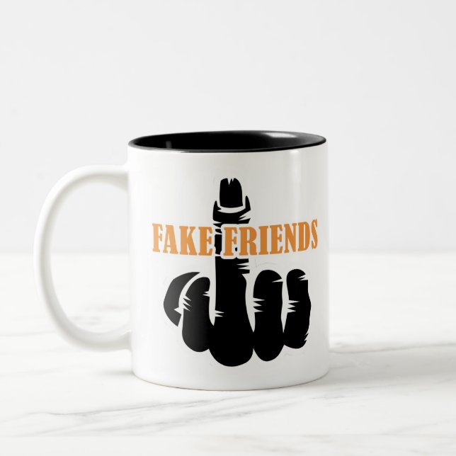 Tasse 2 Couleurs Amis du doigt moyen (Gauche)
