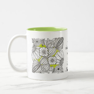 Tasse 2 Couleurs Amitié Précieuse avec Doodle de Fleur Abstraite