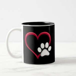 Tasse 2 Couleurs Amour Coeur Chien Patte Saint-Valentin Amateur de 