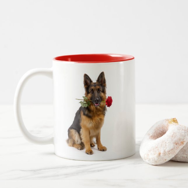Tasse 2 Couleurs Amour de Berger Allemand (Avec donut)