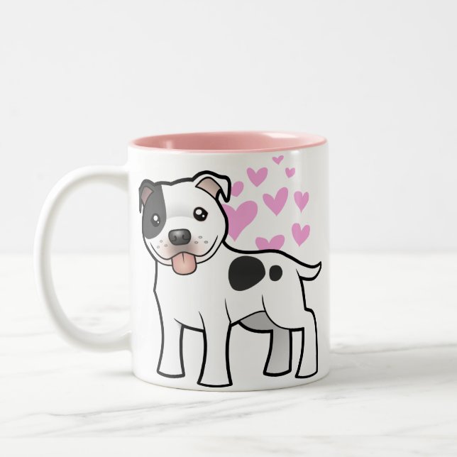 Tasse 2 Couleurs Amour de bull-terrier du Staffordshire (Gauche)