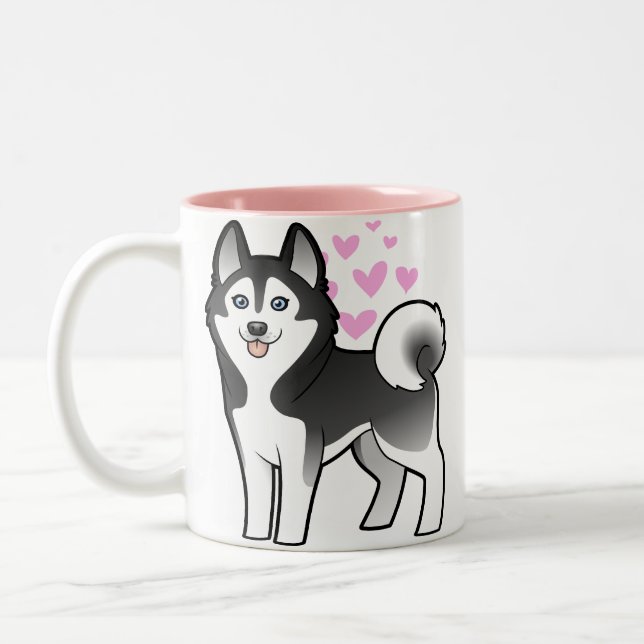 Tasse 2 Couleurs Amour de chien de traîneau sibérien/Malamute (Gauche)