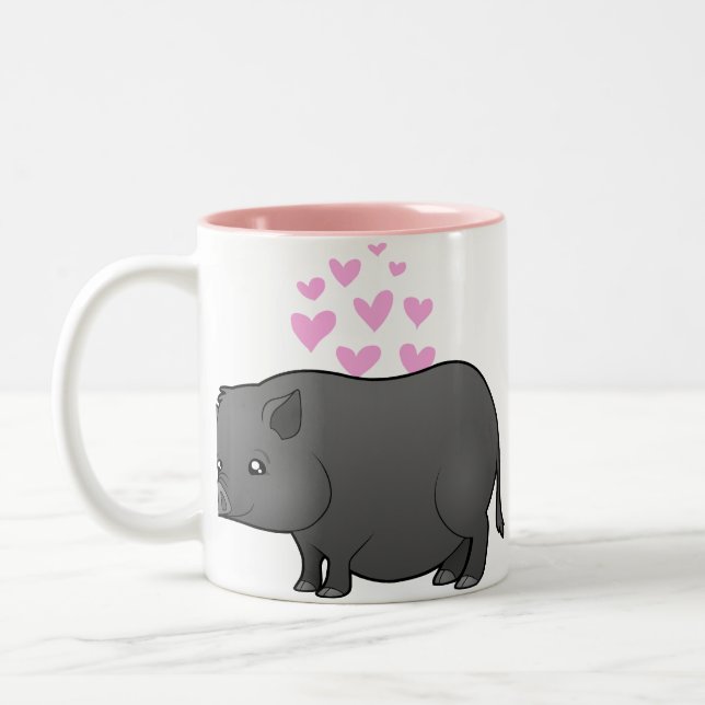 Tasse 2 Couleurs Amour de Cochon Miniature (Gauche)