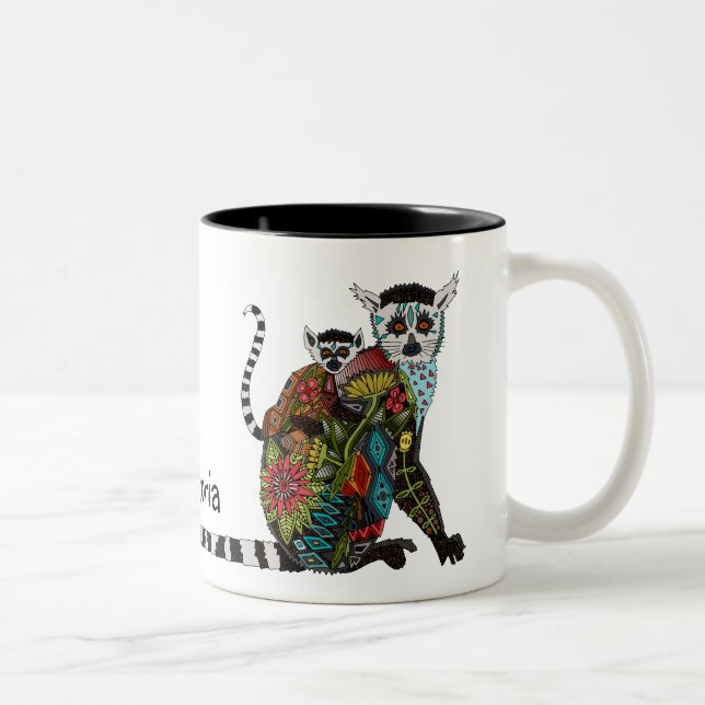 Tasse 2 Couleurs Amour de lémur coupé la queue par anneau (Droit)