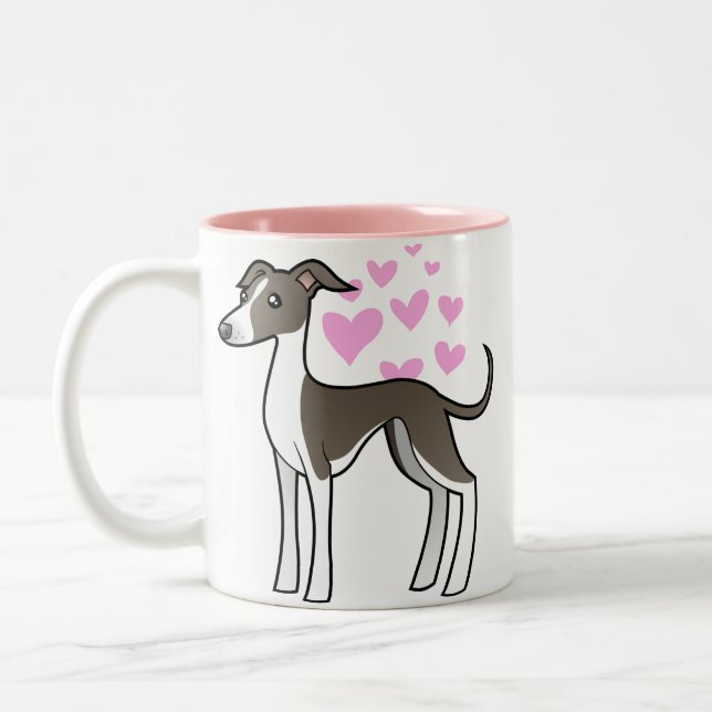 Tasse 2 Couleurs Amour de lévrier/whippet/lévrier italien (Gauche)