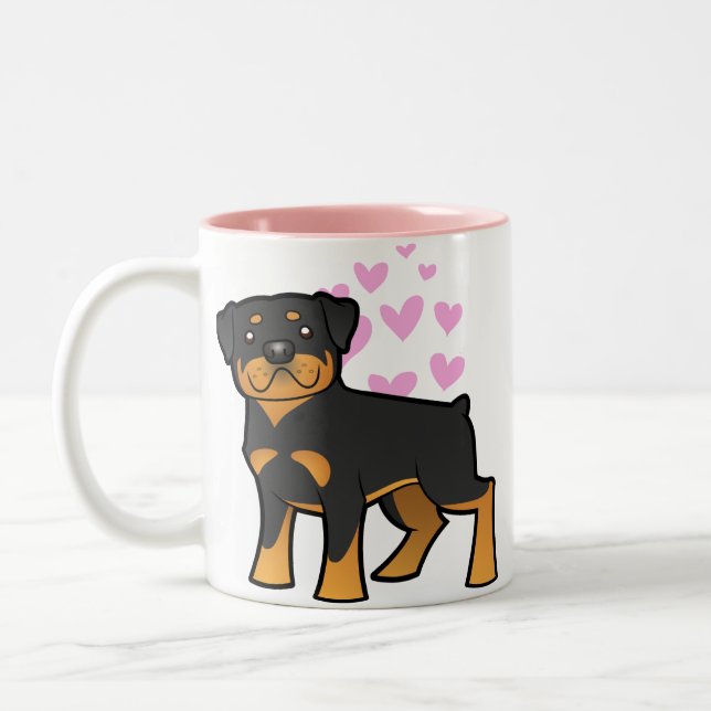 Tasse 2 Couleurs Amour de rottweiler (Gauche)
