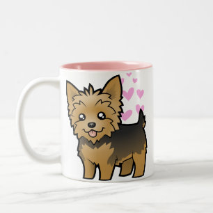 Tasse 2 Couleurs Amour de Yorkshire Terrier (cheveux courts aucun
