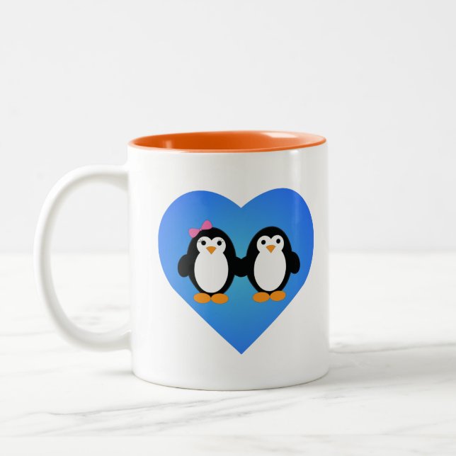 Tasse 2 Couleurs Amour des pingouins (Gauche)