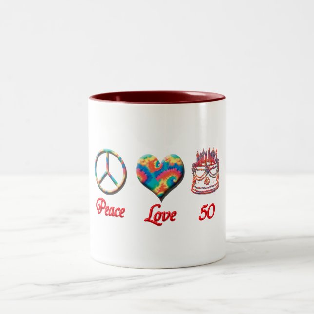 Tasse 2 Couleurs Amour et 50 de paix (Centre)