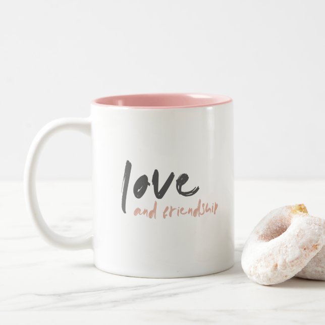 Tasse 2 Couleurs Amour et amitié | Modern Forever Friend Bestie (Avec donut)