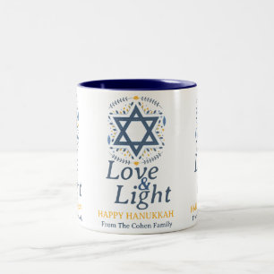 Tasse 2 Couleurs Amour et Lumière Simple famille Hanukkah