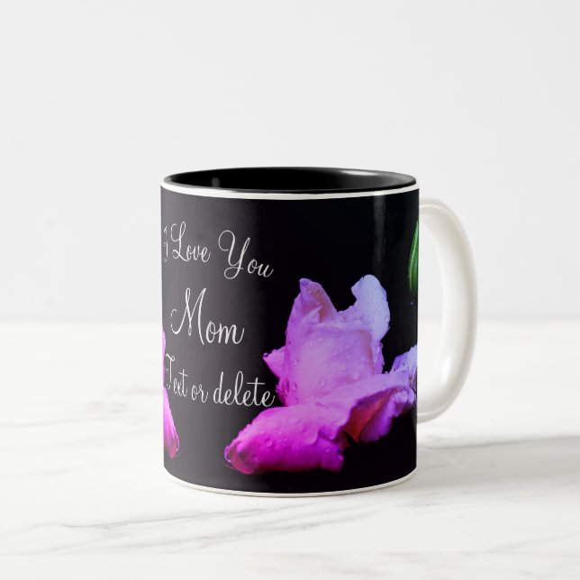 Tasse 2 Couleurs Amour Maman Rainbow Rosebud Personnalisé (Devant droit)