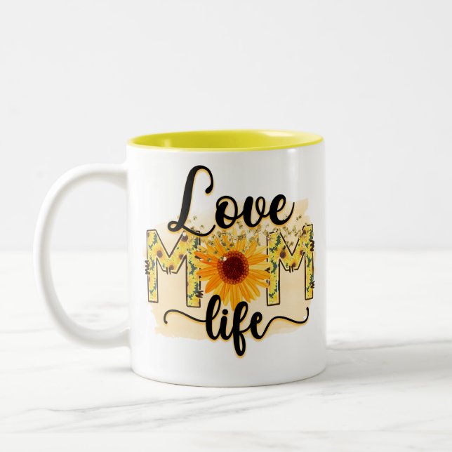 Tasse 2 Couleurs Amour Maman Vie Tournesol Moderne (Gauche)