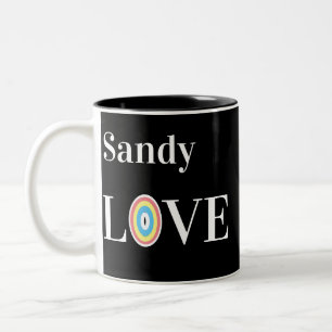 Tasse 2 Couleurs Amour moderne arc en ciel sur noir chic