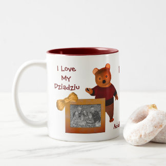 Tasse 2 Couleurs Amour Mon Dziadziu mignon Ours grand-père polonais