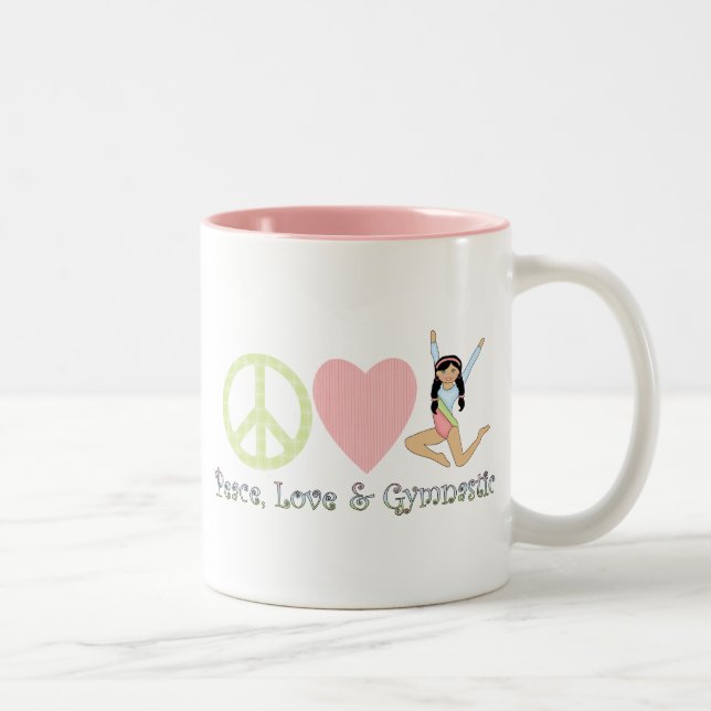 Tasse 2 Couleurs amour paix cheveux noirs (Droit)