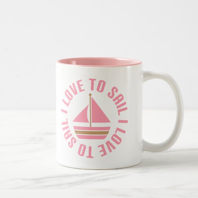 Tasse 2 Couleurs Amour rose du voilier I pour naviguer le cadeau (Droit)