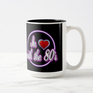 Tasse 2 Couleurs Amoureux de la boîte de Logo Retro Purple Neon des