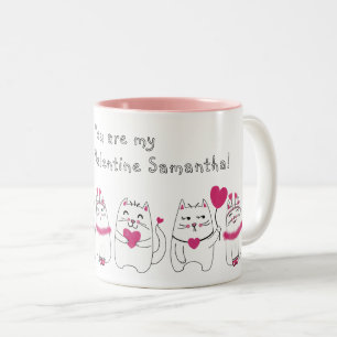 Tasse 2 Couleurs Amoureux de les chats mignons Saint Valentin rose