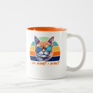 Tasse 2 Couleurs Amoureux de les chats Retro Vintage Je fais ce que