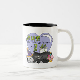 Tasse 2 Couleurs Amoureux des chats 2e anniversaire Tshirts et cade