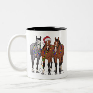 Tasse 2 Couleurs Amoureux des chevaux Noël Ferme Animaux Amoureux d