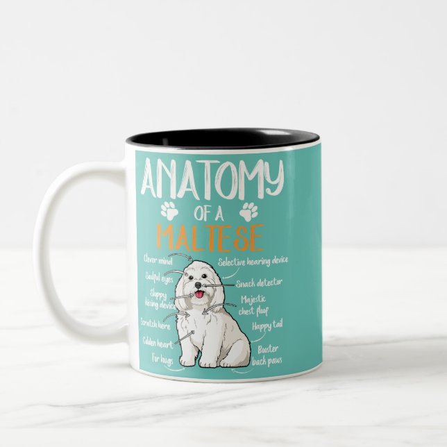 Tasse 2 Couleurs amoureux des chiens maltais anatomie (Gauche)