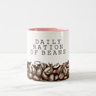 Tasse 2 Couleurs Amoureux du café, ration quotidienne de haricots m