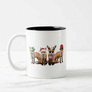Tasse 2 Couleurs Amoureux du renard de Noël Famille Animal Fêtes de