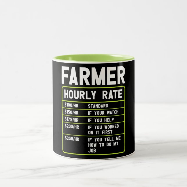 Tasse 2 Couleurs Amusant Agriculteur Taux Horaire Deux Tons Café Mu (Centre)
