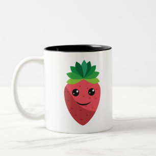 Tasse 2 Couleurs Amusant mignon cadeau fraise souriant