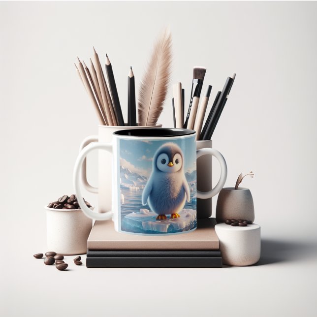 Tasse 2 Couleurs amusant pénguin moelleux (Fun cute penguin coffee mug.)