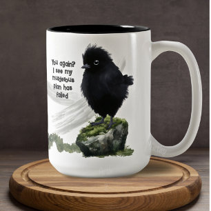 Tasse 2 Couleurs Amusant Petit Oiseau Noir Sarcastique Bon Matin