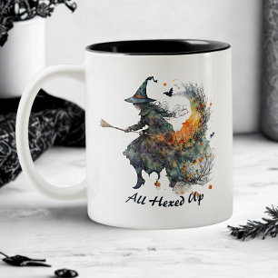 Tasse 2 Couleurs Amusante Aquarelle Déplaisante sorcières Broom Hal