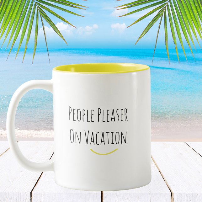 Tasse 2 Couleurs Amusante Tendance Moderne Personnes Plaisir Café M (Stylishly Funny People Pleaser On Vacation Mug.)