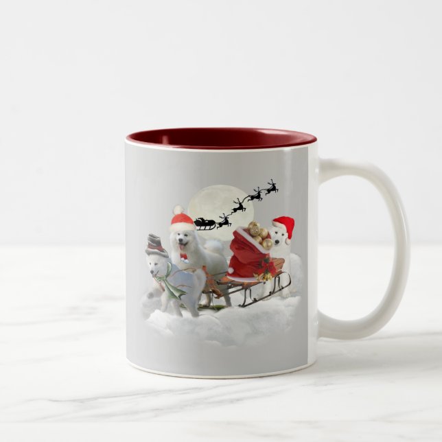 Tasse 2 Couleurs Amusement de Noël de Samoyed (Droit)