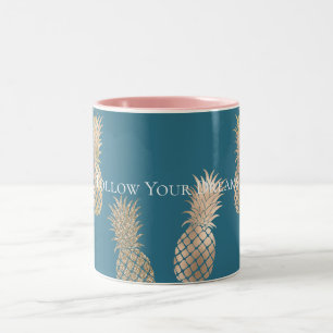 Tasse 2 Couleurs Ananas turquoise Blue Gold Glam