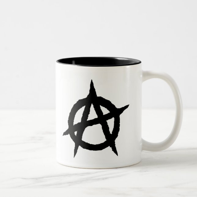 Tasse 2 Couleurs Anarchie symbole punk noir culture de musique sign (Droit)