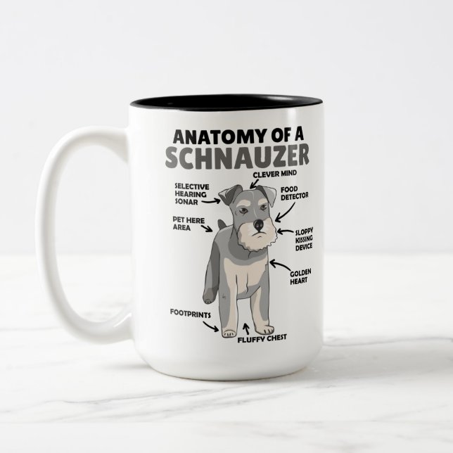 Tasse 2 Couleurs Anatomie D'Un Chien Migneux Schnauzer Chien Chien  (Gauche)