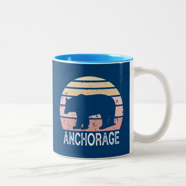 Tasse 2 Couleurs Anchorage Alaska Retro Bear (Droit)