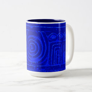 Tasse 2 Couleurs Ancien Motif mésopotamien sumérien bleu