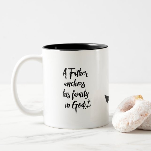 Tasse 2 Couleurs Ancre avec la citation de la foi papa (Avec donut)